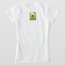 ひまわりの中の黒猫 - かわいい野の花の猫 Tシャツ