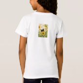 ひまわりの中の黒猫 - かわいい野の花の猫 Tシャツ (裏面)