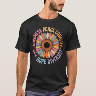 ひまわりの優しさ 平和 平等 レトロ 愛 希望 Tシャツ