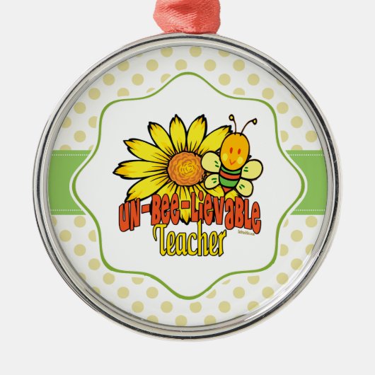 ひまわりの先生とハチとの信じられないほどのイベント メタルオーナメント (正面)