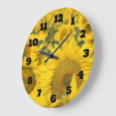 ひまわりの写真の黄色い畑 ラージ壁時計 (傾斜)