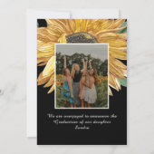 ひまわりの写真フレーム素朴なモダン卒業式A 案内状 (裏面)