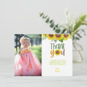 ひまわりの写真付き感謝カード 招待状 (スタンド正面)