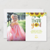 ひまわりの写真付き感謝カード 招待状 (正面)