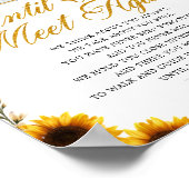 ひまわりの写真 エレガントな葬儀の詩の看板 ポスター (角)