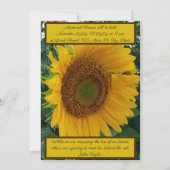 ひまわりの写真 ハートのメモリアル フォト コラージュ 招待状 (裏面)