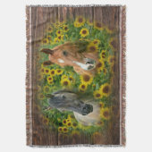 ひまわりの分野の美しい馬 スローブランケット (正面縦)