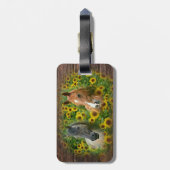 ひまわりの分野の美しい馬 ラゲッジタグ (裏面縦)