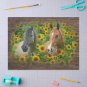 ひまわりの分野の美しい馬 薄葉紙 (クラフト)