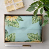 ひまわりの切り離しティール（緑がかった色）背景 薄葉紙 (ギフト)