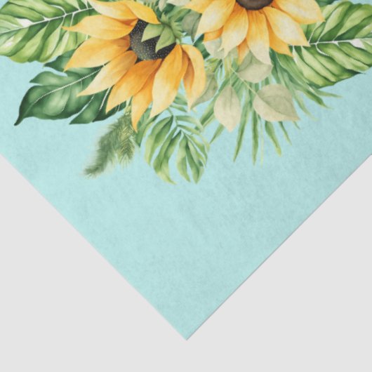 ひまわりの切り離しティール(緑がかった色)背景 薄葉紙 (詳細)