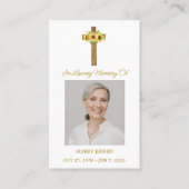 ひまわりの十字架の追悼写真 喪中御礼カード 名刺 (正面)