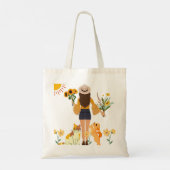 ひまわりの可愛い女の子ネコ&ドッグ トートバッグ (裏面)