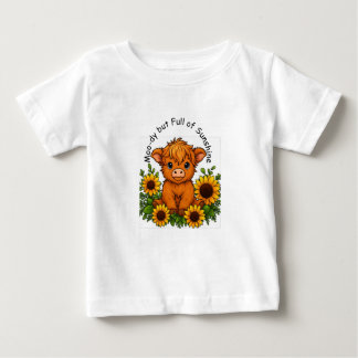 ひまわりの可愛い牛 ベビーTシャツ