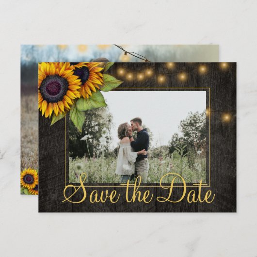 ひまわりの国のクリスマス　結婚式の招待状を保存しましょう 案内ポストカード (正面/裏面)