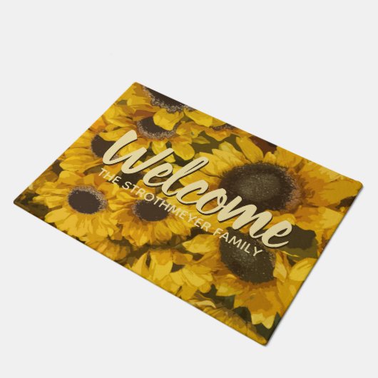 ひまわりの国素朴家名ようこそ ドアマット (アングル)