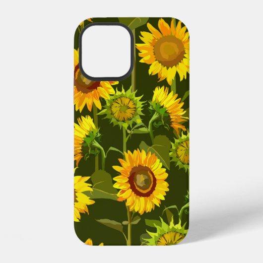 ひまわりの夏の縫い目のない模様 iPhoneケース (裏面)
