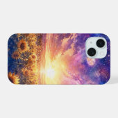 ひまわりの夕焼け幻想iPhoneケース iPhone 15ケース (裏面横)