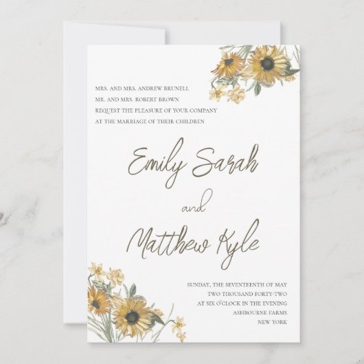 ひまわりの夢のウェディング招待状 招待状 (正面)