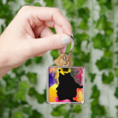 ひまわりの女性のシルエット水彩画 キーホルダー (手)