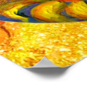 ひまわりの妖精の黄色いオレンジ色のピンクの輝き ポスター (角)