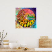 ひまわりの妖精の黄色いオレンジ色のピンクの輝き ポスター (キッチン)