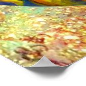 ひまわりの妖精の黄色いオレンジ色のピンクの輝き ポスター (角)