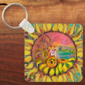 ひまわりの妖精イエローピンクブルーファンタジー キーホルダー (正面)