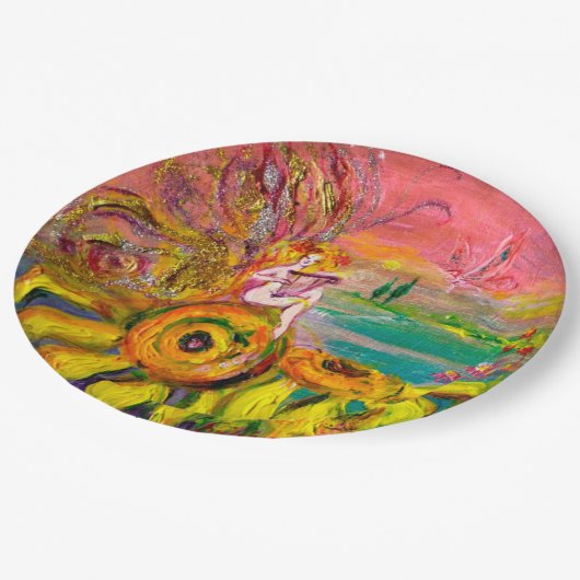 ひまわりの妖精  ファンタジー ペーパープレート (アングル)