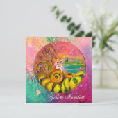 ひまわりの妖精 黄緑ピンクの輝き 招待状 (スタンド正面)