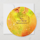 ひまわりの妖精 黄色 オレンジ ピンク 輝き 招待状 (裏面)