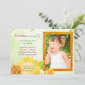 ひまわりの子供の誕生日パーティーの写真 招待状 (スタンド正面)