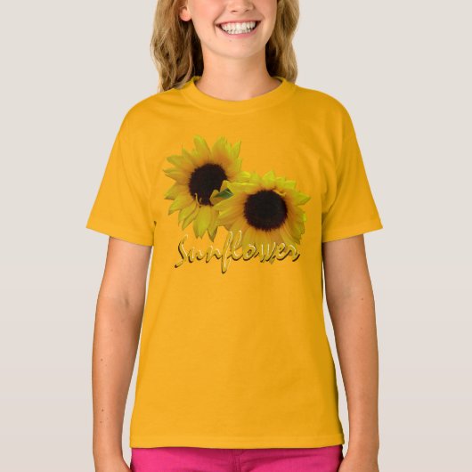 ひまわりの子供用Tシャツ ひまわりの女の子用Tシャツ Tシャツ (正面)