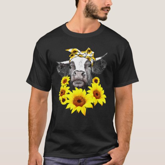 ひまわりの子牛 ファーマー 雌牛 Tシャツ (正面)