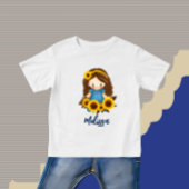 ひまわりの小さな女の子 ベビーTシャツ