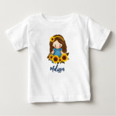 ひまわりの小さな女の子 ベビーTシャツ (正面)