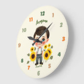 ひまわりの小さな少年 ラージ壁時計 (傾斜)