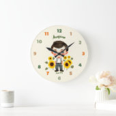 ひまわりの小さな少年 ラージ壁時計 (ホーム)