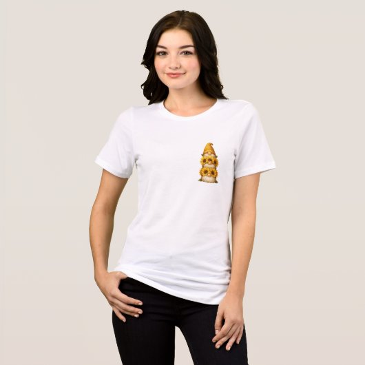 ひまわりの小人 金色の下に隠れた笑顔 トライブレンドTシャツ (正面全面)