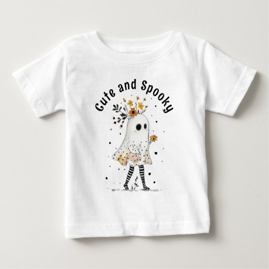 ひまわりの幽霊かわいいハロウィン不気味の花 ベビーTシャツ (正面)