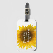 ひまわりの引用"花は幸せ" ラゲッジタグ (正面縦)