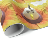 ひまわりの彫刻された鳥のアートプリント ラッピングペーパー (ロールコーナー)