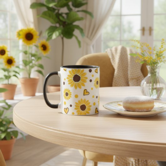 ひまわりの愛マグカップ - かわいい花柄の黄色いコーヒーカップ マグカップ