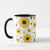 ひまわりの愛マグカップ - かわいい花柄の黄色いコーヒーカップ マグカップ (左)