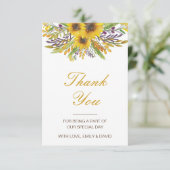 ひまわりの感謝カード、カスタムウェディングカード 出欠カード (スタンド正面)