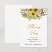 ひまわりの感謝カード、カスタムウェディングカード 出欠カード (正面/裏面)