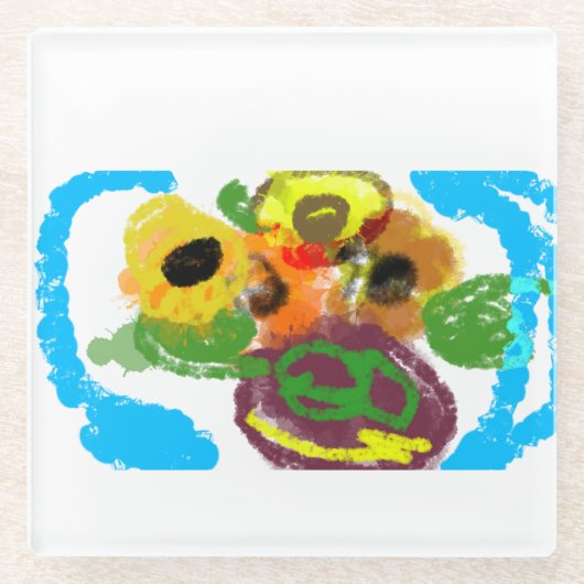 ひまわりの日 ガラスコースター (正面)