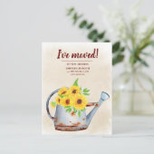 ひまわりの水やりの缶 水彩画 住所変更 ポストカード (スタンド正面)