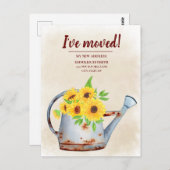 ひまわりの水やりの缶 水彩画 住所変更 ポストカード (正面/裏面)