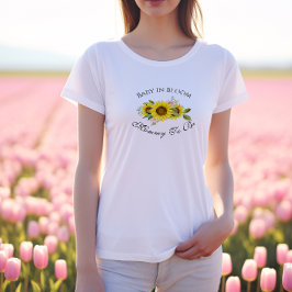 ひまわりの水彩ピンクフラワーベイビーシャワー Tシャツ